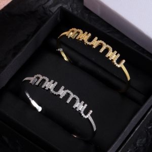 First Copy Miu Crystal Letter Cuff Bracelet Elevate Your Accessory