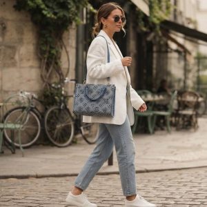 First Copy Louis Vuitton Onthego Denim Blue Bag - With