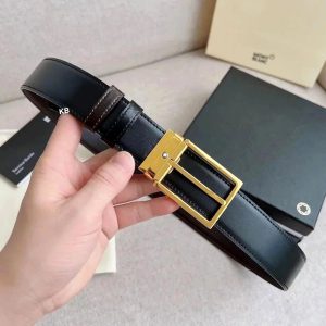 First Copy Mont Blanc Formal Buckle Black/Brown Reversible Belt Self-Adjustable