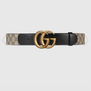 First Copy Gucci Gg Supreme Leather Belt With Golden Buckle