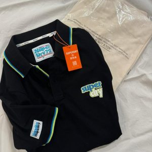 First Copy Superdry Cotton Polo Shirt Jet Black Front View