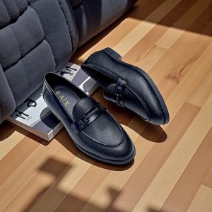 First Copy Armani Exchange Leather Moccasins Black Pair View