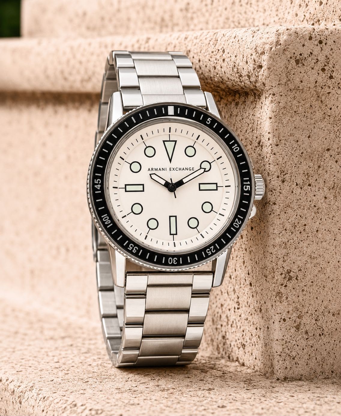 First Copy Armani Exchange Watch Silver White Dial Detail
