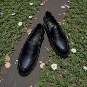 First Copy Coach Leather Moccasins Loafers Black Top View