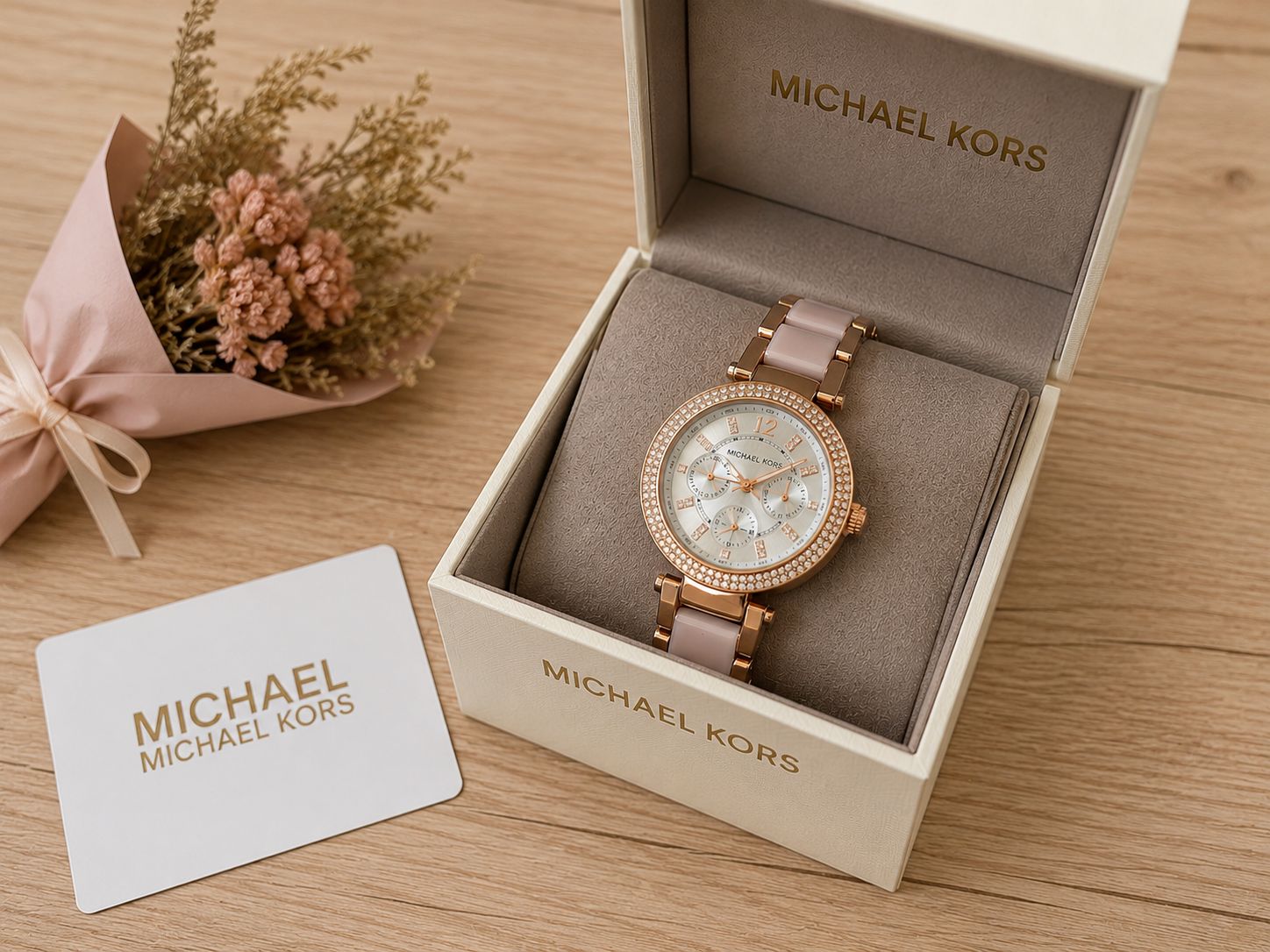 First Copy Michael Kors Parker Watch Blush Pink with Box
