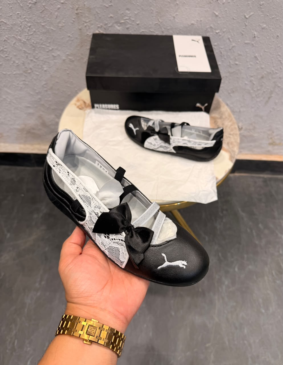 First Copy Puma Speedcat Ballet Lace Black Leather Flats - Image 2
