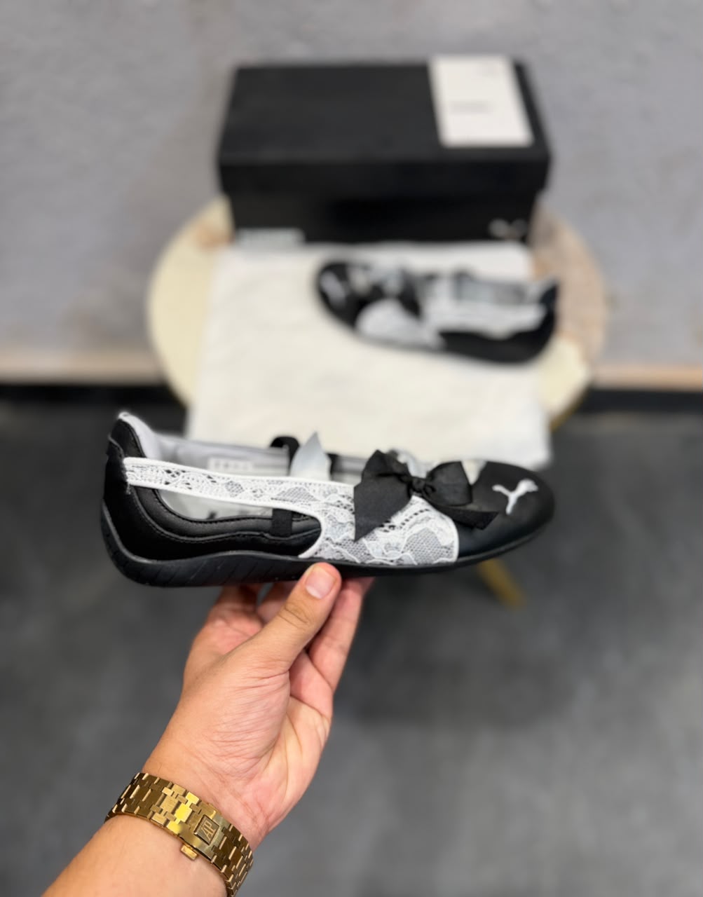 First Copy Puma Speedcat Ballet Lace Black Leather Flats - Image 6