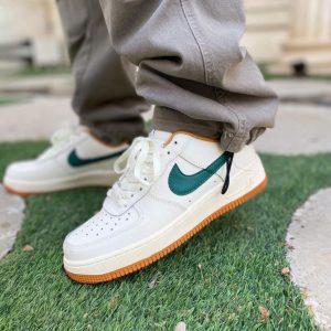 First Copy Nike Air Force 1 Low White Chocolate Brown Swoosh Sneakers - View 1