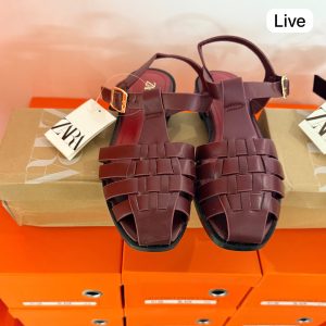 First Copy Zara Fisherman Woven Strappy Flat Leather Sandals for Women - View 1
