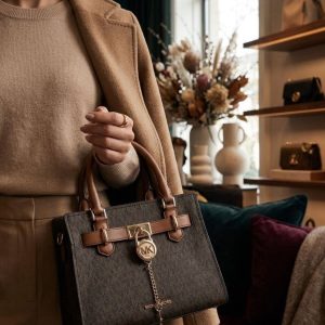 First Copy Michael Kors Hamilton Monogram Lock Satchel Bag - View 1