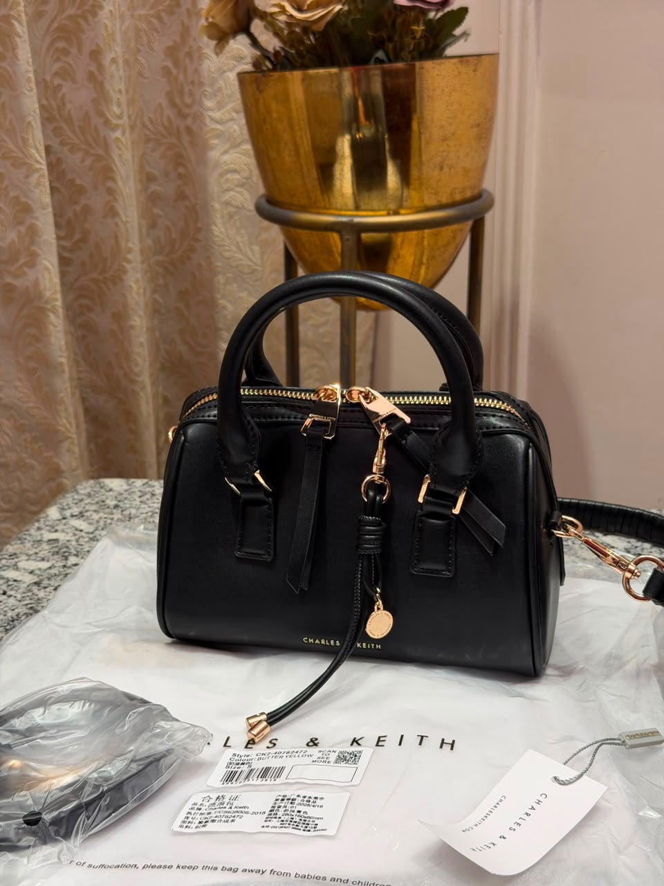 First Copy Charles & Keith Classic Structured Flap Crossbody Bag - View 3
