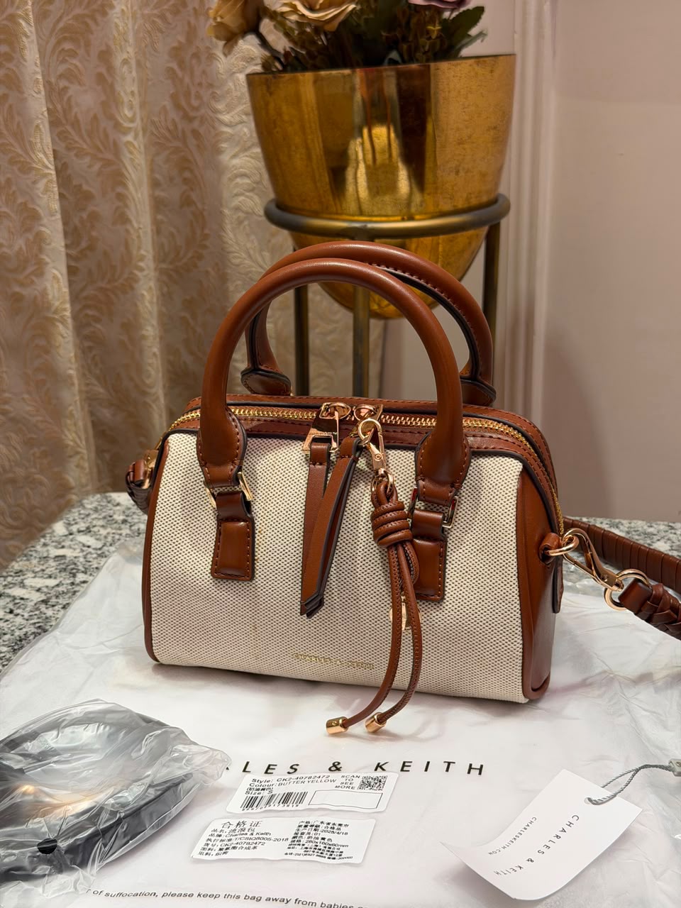 First Copy Charles & Keith Classic Structured Flap Crossbody Bag - View 4