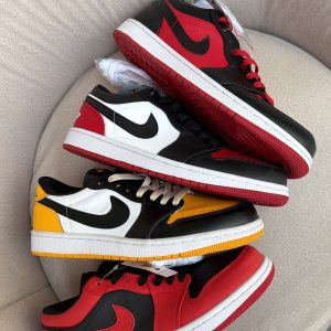 First Copy Air Jordan 1 Low Pine Green Black Toe Leather Sneakers - View 1
