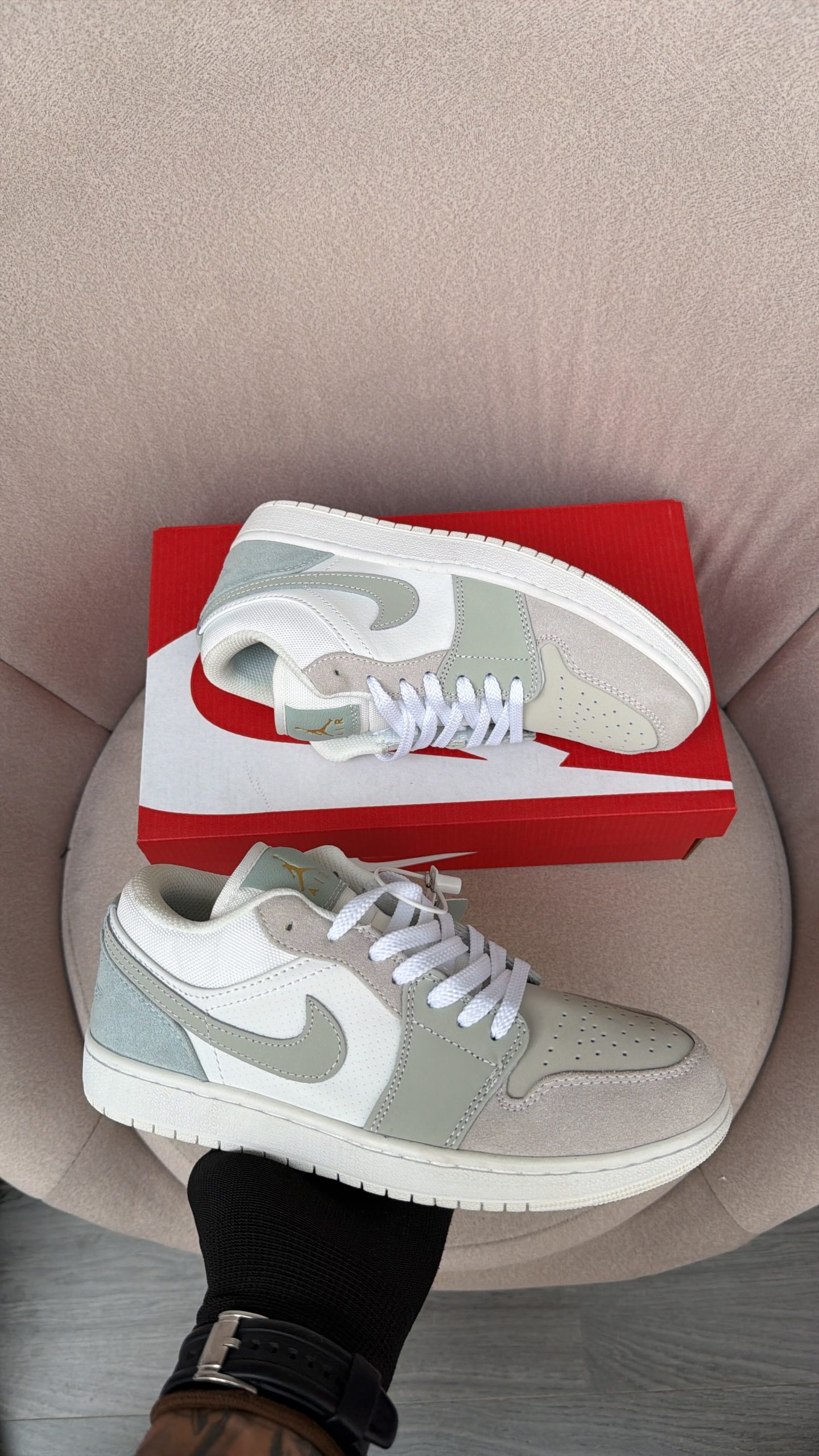 First Copy Air Jordan 1 Low Coconut Milk Warm White Leather Sneakers - View 1
