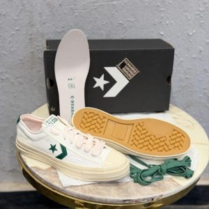 First Copy Converse One Star Player 76 White Green Suede Leather Sneakers - View 1