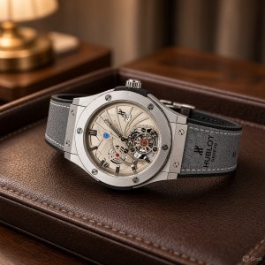 First Copy Hublot Classic Fusion All Black Ceramic Leather Men's Watch - View 1