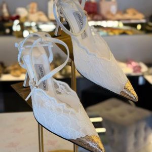 First Copy Jimmy Choo Lace Heels Pair Front View