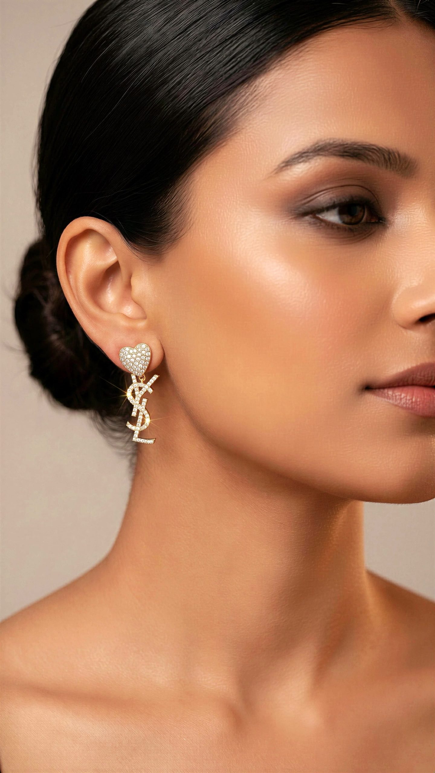 First Copy YSL Heart Earrings Front Gold