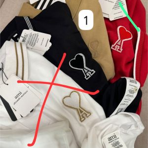 First Copy AMI Paris Ami de Coeur Embroidered Polo T-Shirt Beige
