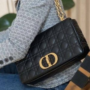 First Copy Dior Caro Bag Featuring An Antique Gold-Finish