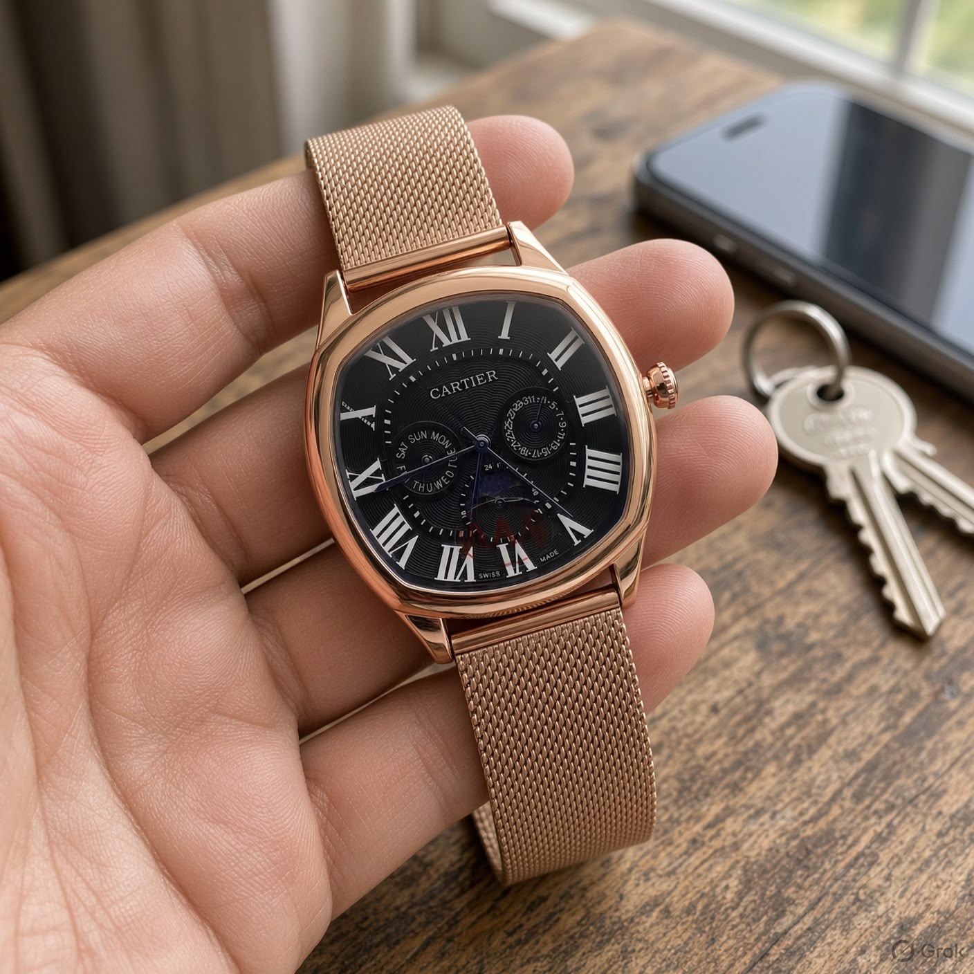 First Copy Cartier Rose Gold Roman Dial Elegance Redefined