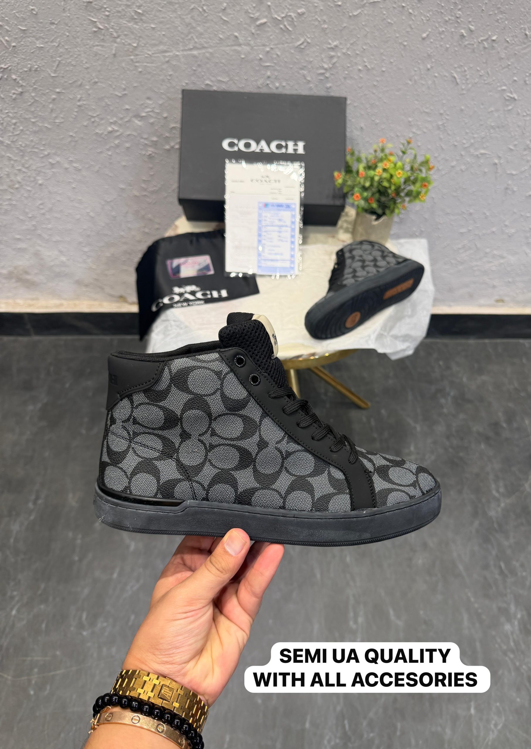 First Copy Coach-Usa Brown White Trainers