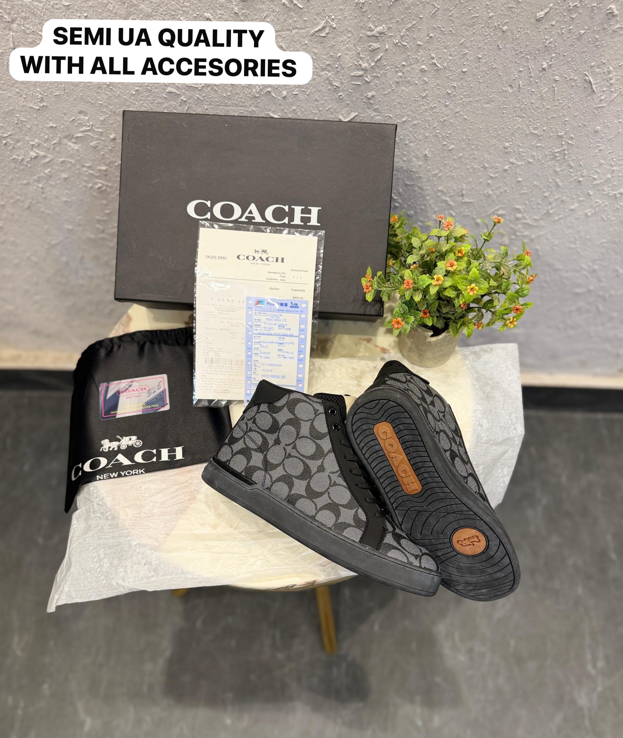 First Copy Coach-Usa Brown White Trainers