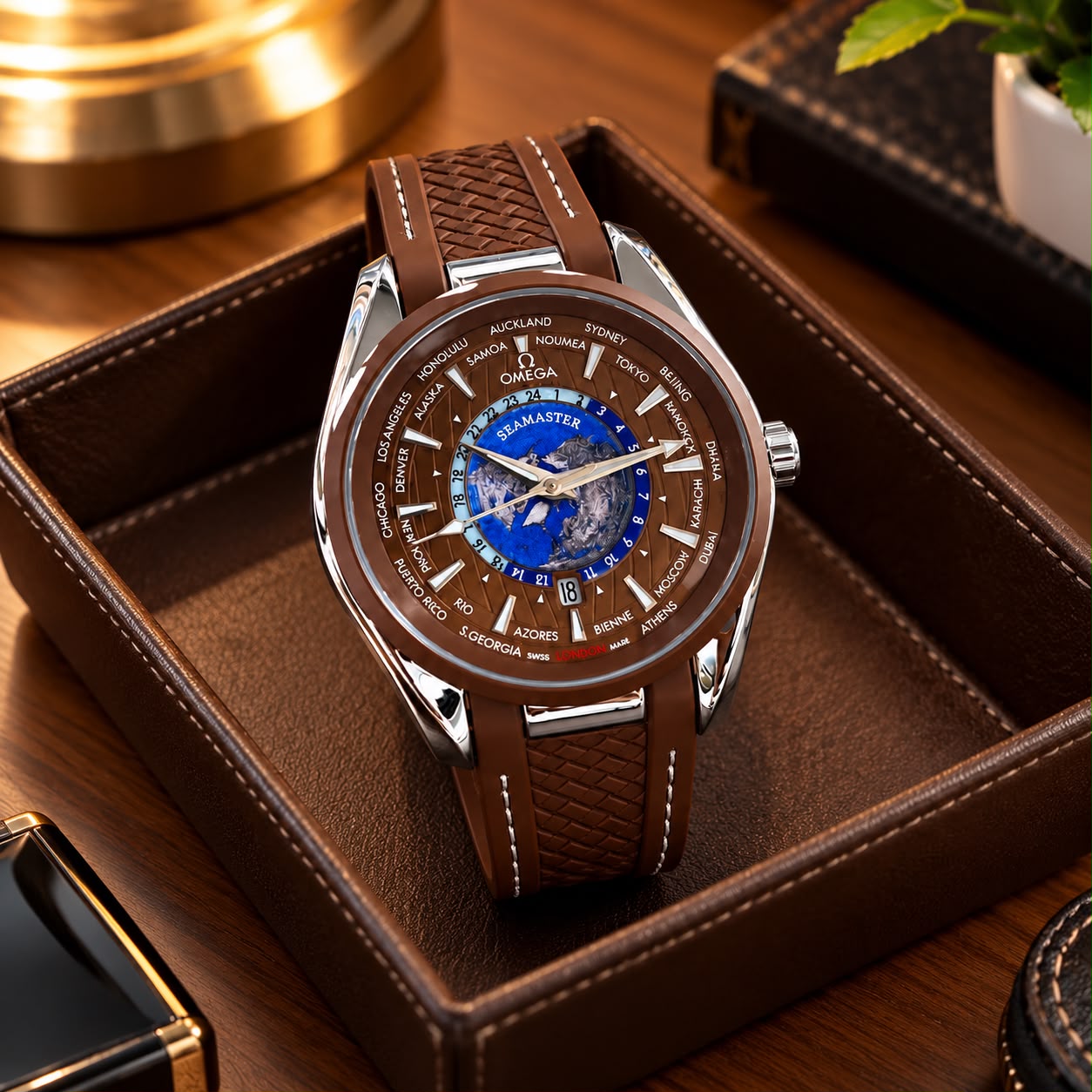 First Copy Omega Seamaster Professional Striking Aqua-Blue Wave Dial
