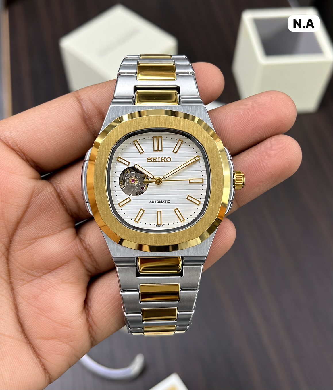 First Copy Seiko Automatic Gold Tone Elegant White Dial