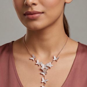 First Copy Swarovski Idyllia Lilia Necklace Butterfly In Rose-Gold