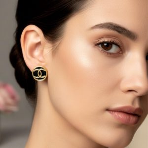 First Copy Chanel Cc Circle Initial Earring