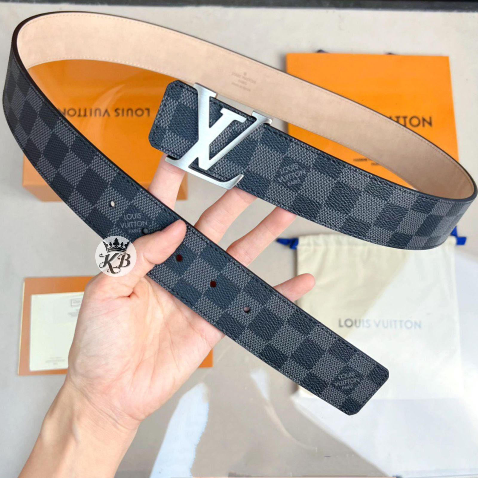 First Copy Louis Vuitton Black Grid Belt