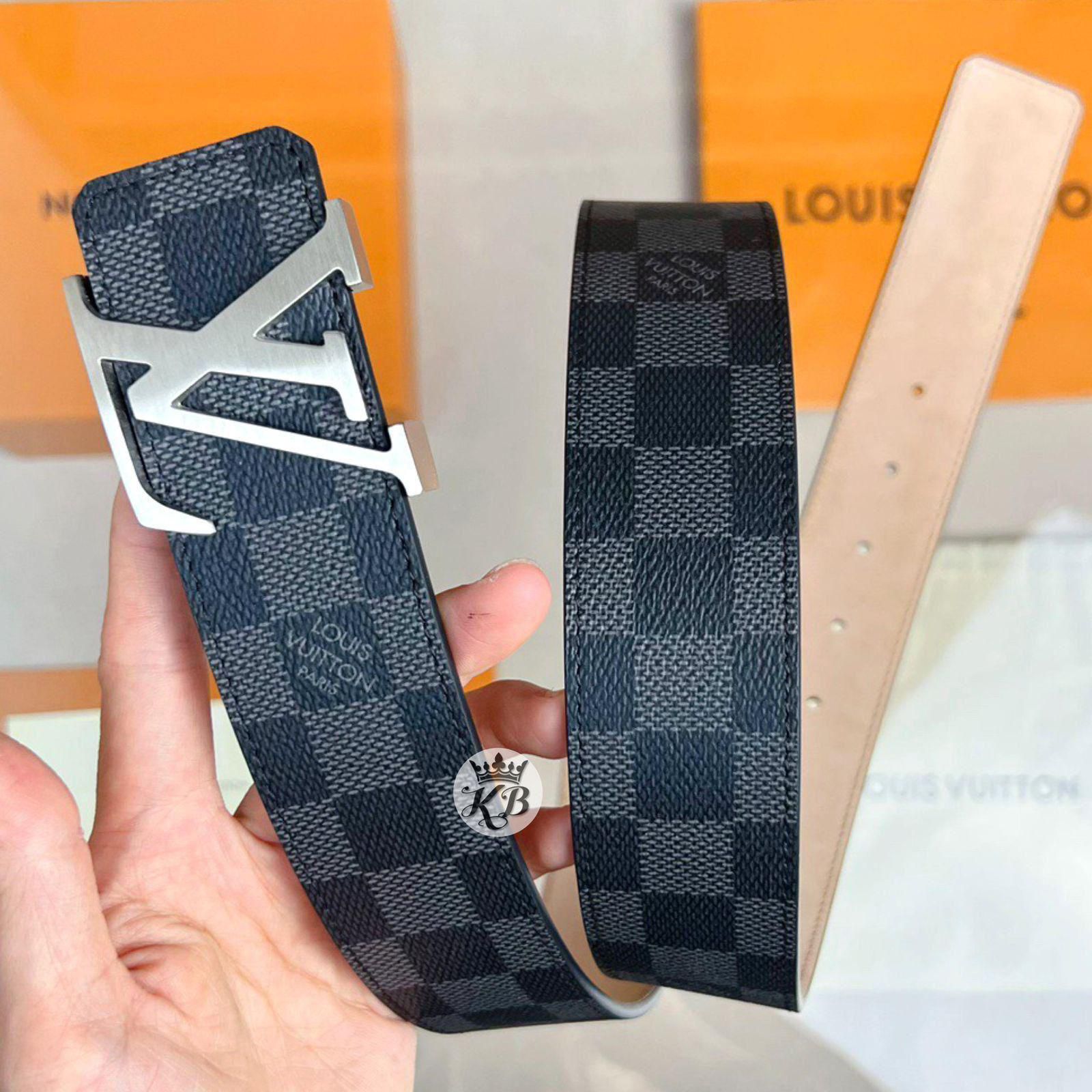 First Copy Louis Vuitton Black Grid Belt