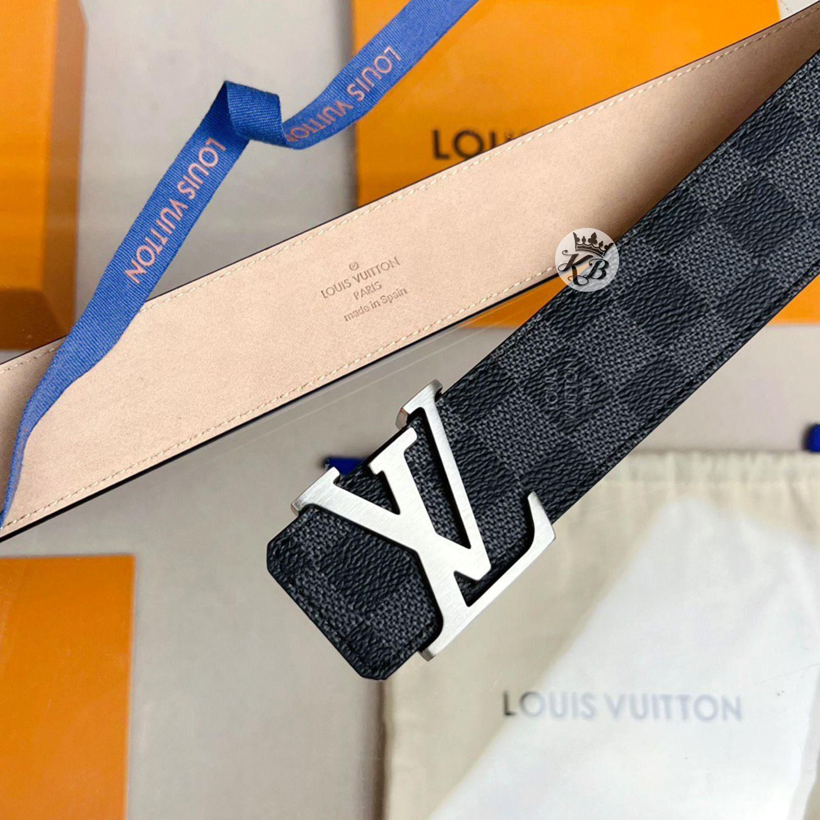 First Copy Louis Vuitton Black Grid Belt