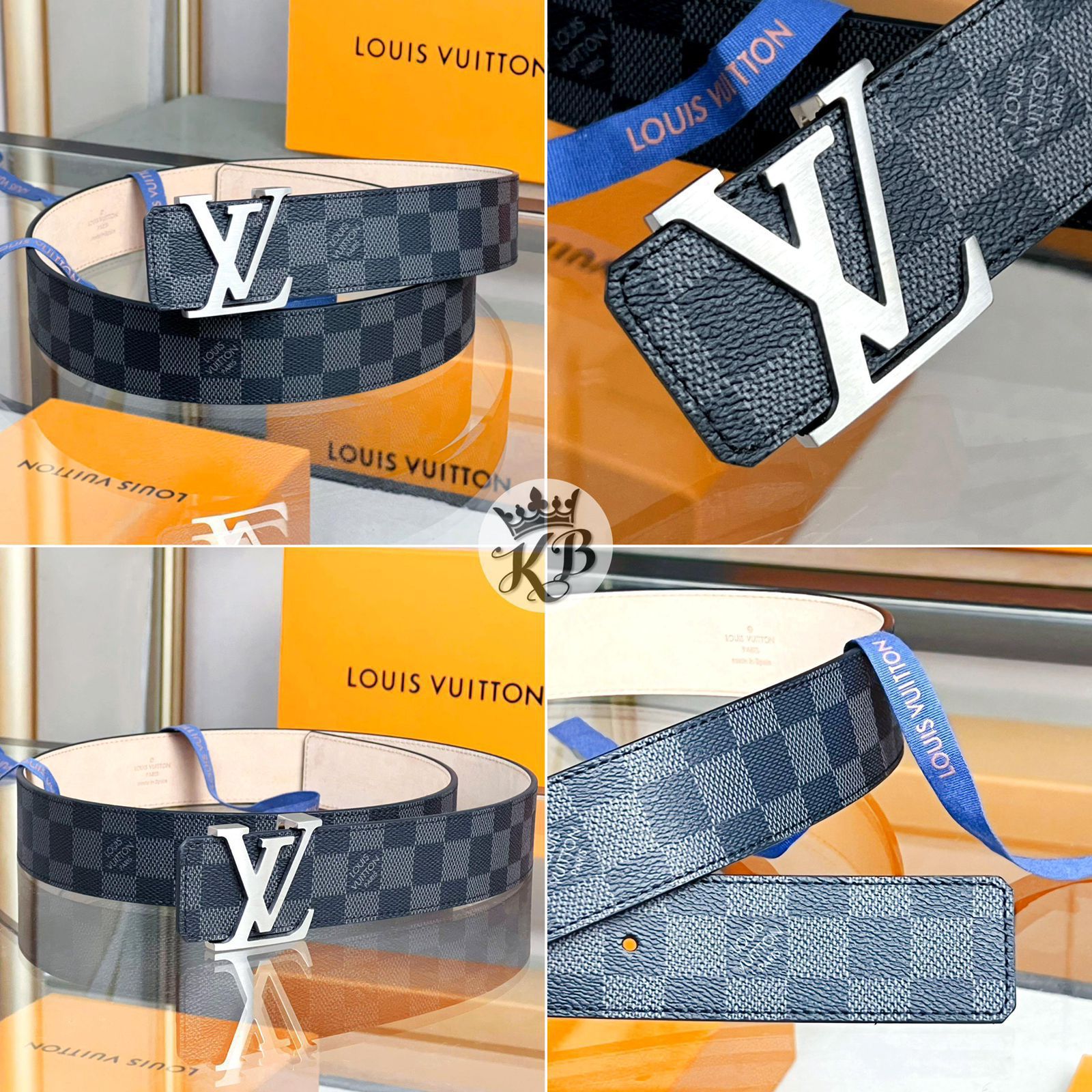 First Copy Louis Vuitton Black Grid Belt