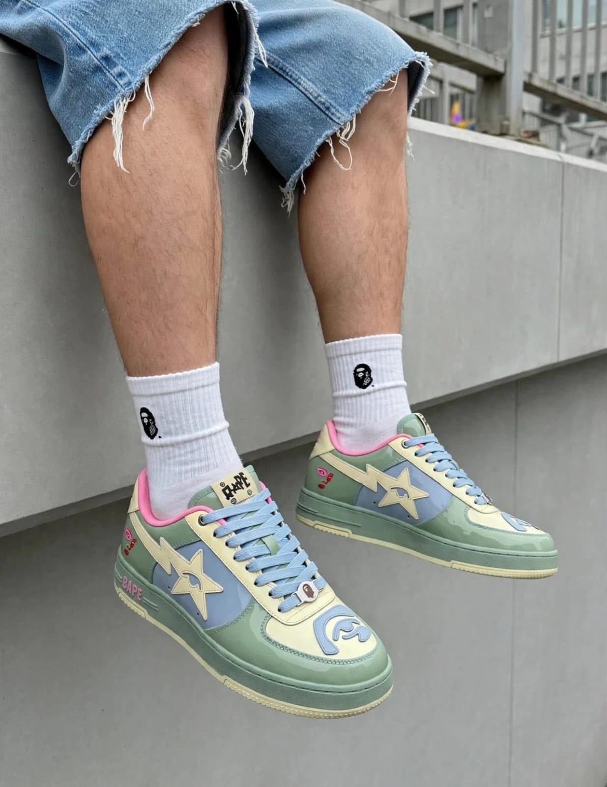 First Copy Bape Sta OS Green Blue Luxury Streetwear Sneakers - View 2