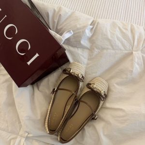 First Copy Gucci Interlocking G Horsebit Leather Ballet Flats view 1