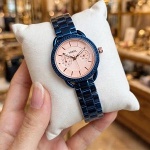 First Copy Fossil Tailor Multifunction Quartz Ladies Watch in Rose Gold view 1