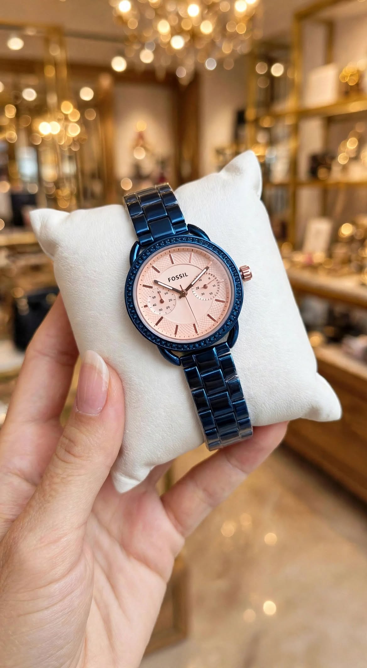 First Copy Fossil Tailor Multifunction Quartz Ladies Watch in Rose Gold view 1