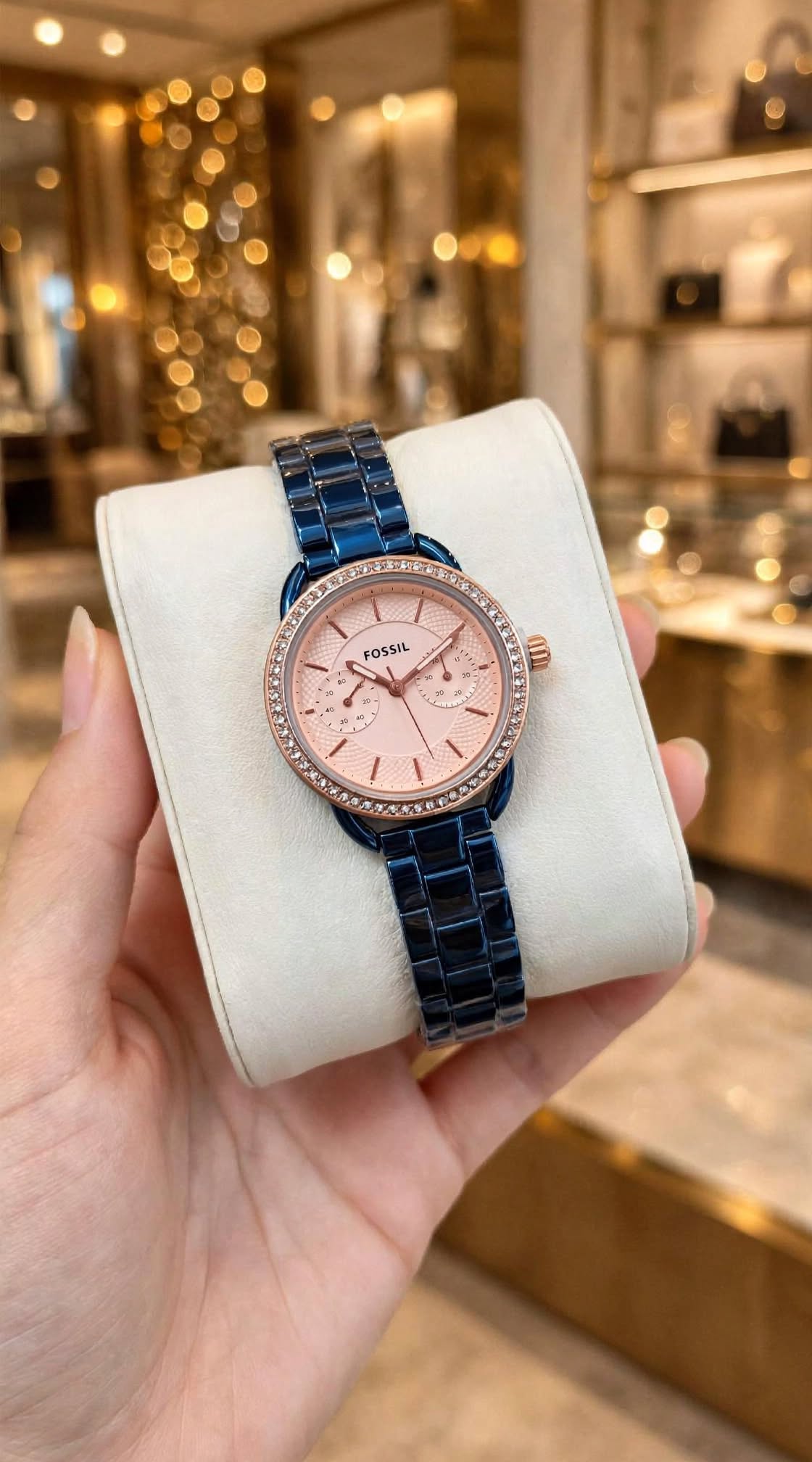 First Copy Fossil Tailor Multifunction Quartz Ladies Watch in Rose Gold view 2