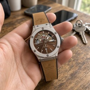 First Copy Hublot Classic Fusion 24-Hour Dial Analog Leather Watch Gold view 1