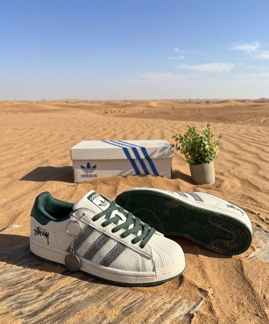 First Copy Adidas Originals Superstar Stussy Edition Sneakers with Keychain view 3