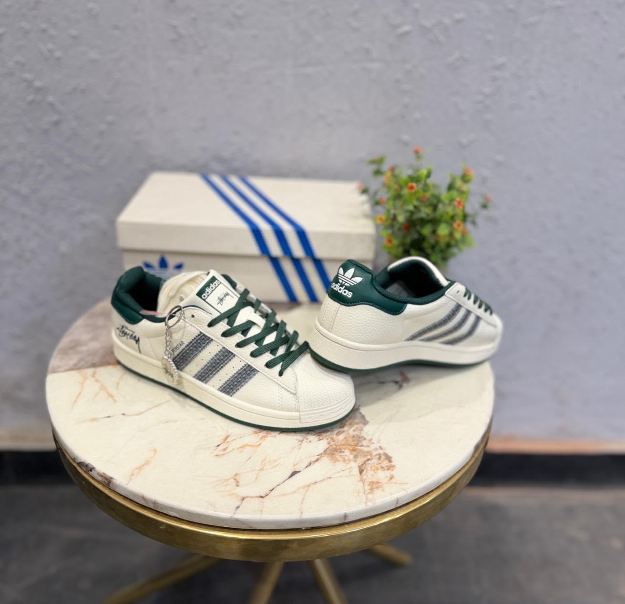 First Copy Adidas Originals Superstar Stussy Edition Sneakers with Keychain view 4
