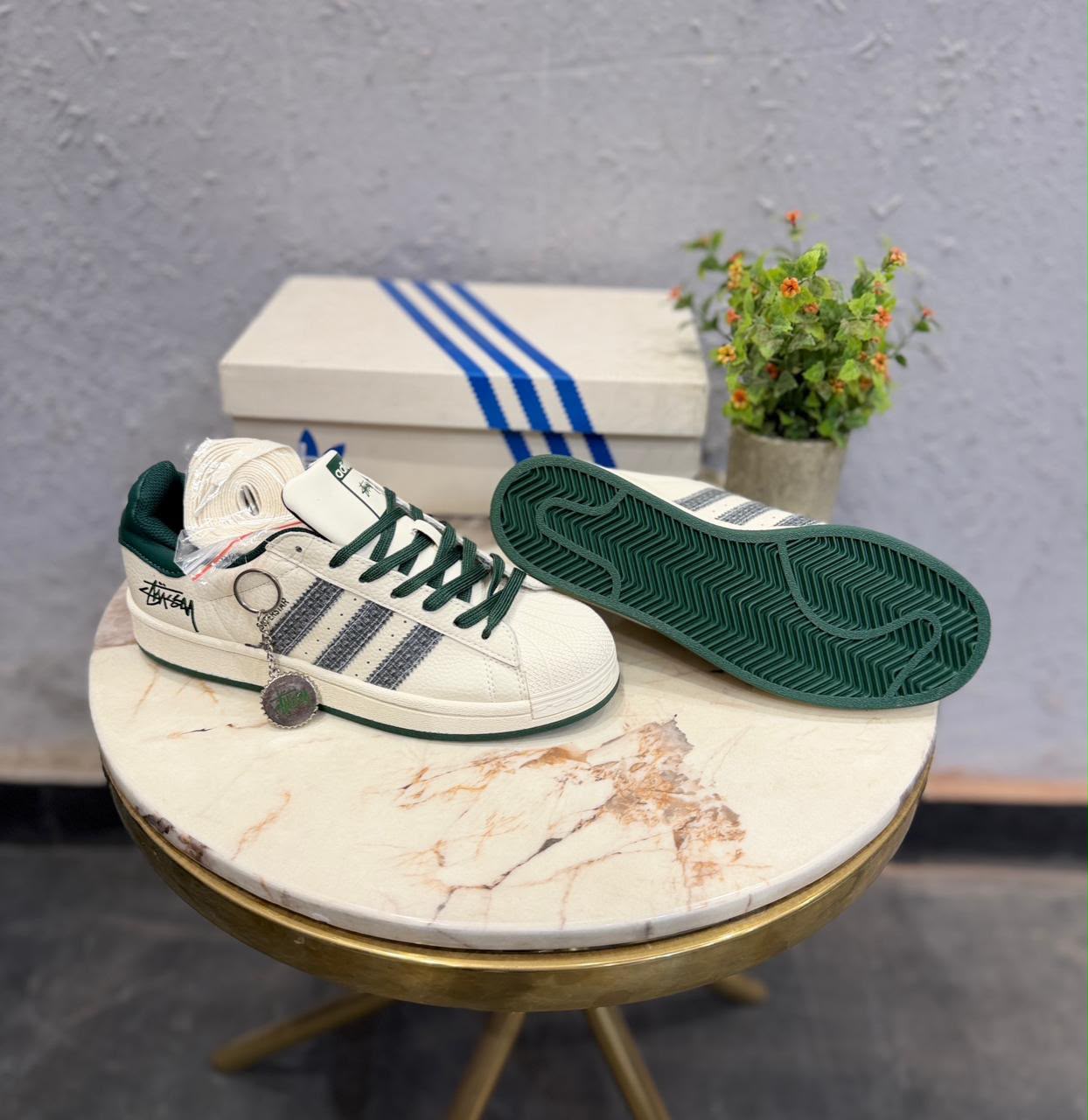 First Copy Adidas Originals Superstar Stussy Edition Sneakers with Keychain view 5