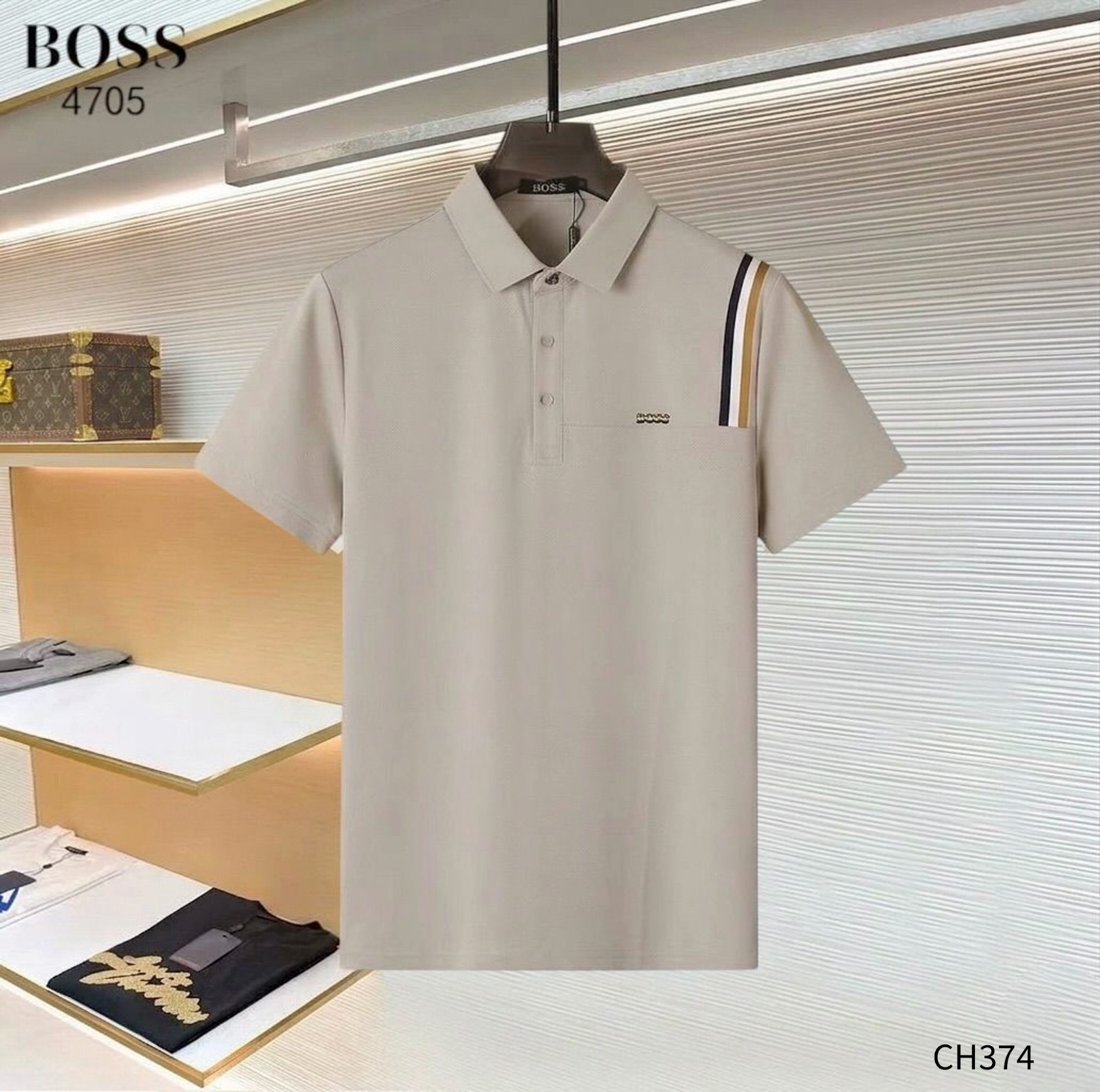 First Copy Hugo Boss High-End Store Collection Cotton Polo T-Shirt - View 3