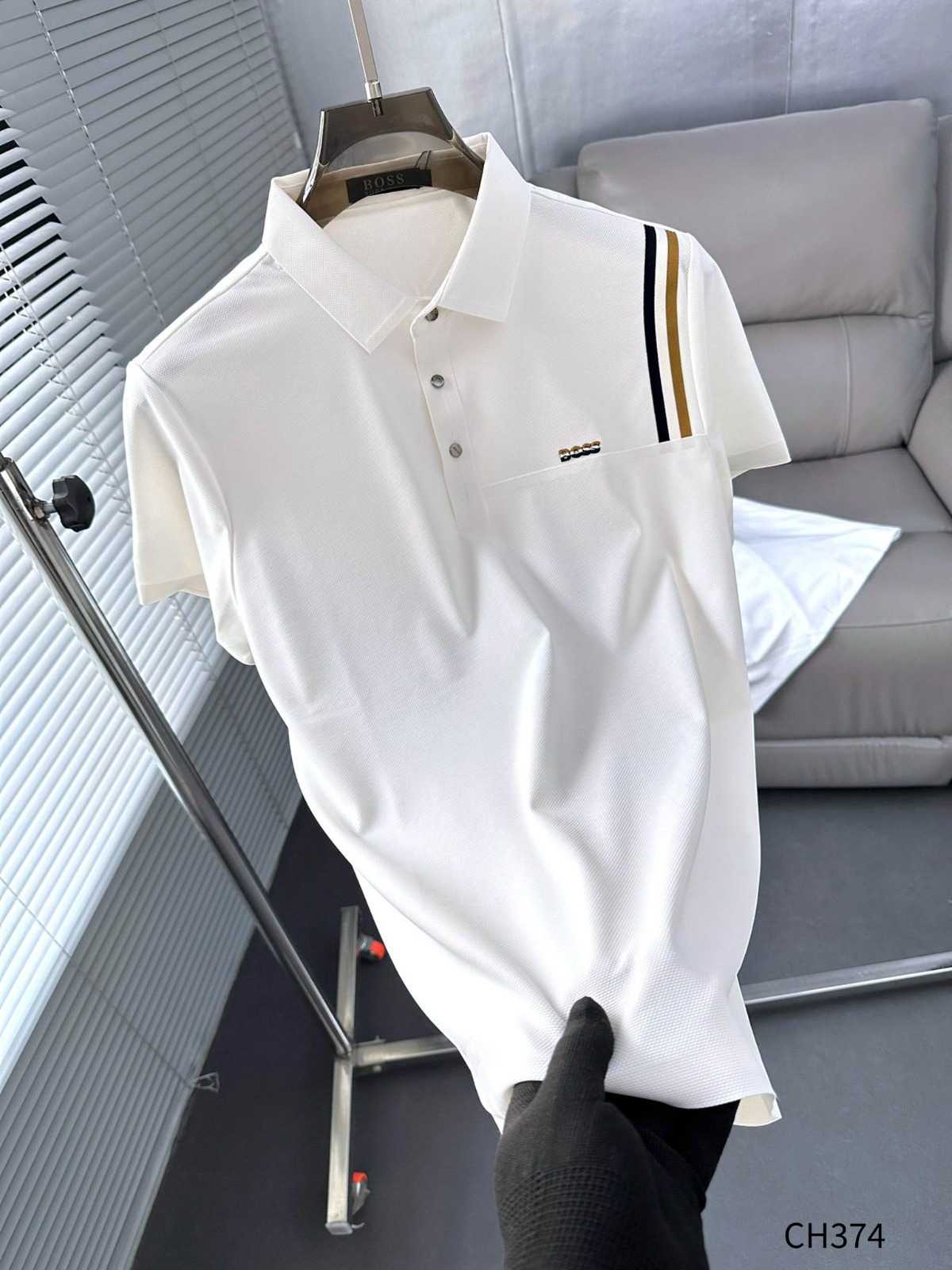First Copy Hugo Boss High-End Store Collection Cotton Polo T-Shirt - View 5