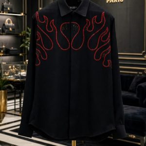 First Copy Balmain Paris Korean Fabric Partywear Hand-Painted Shirt view 1